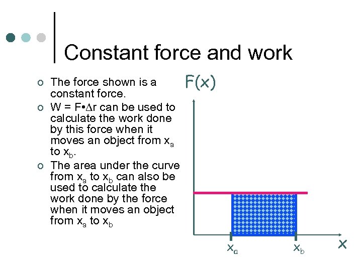 Constant force and work ¢ ¢ ¢ The force shown is a constant force.