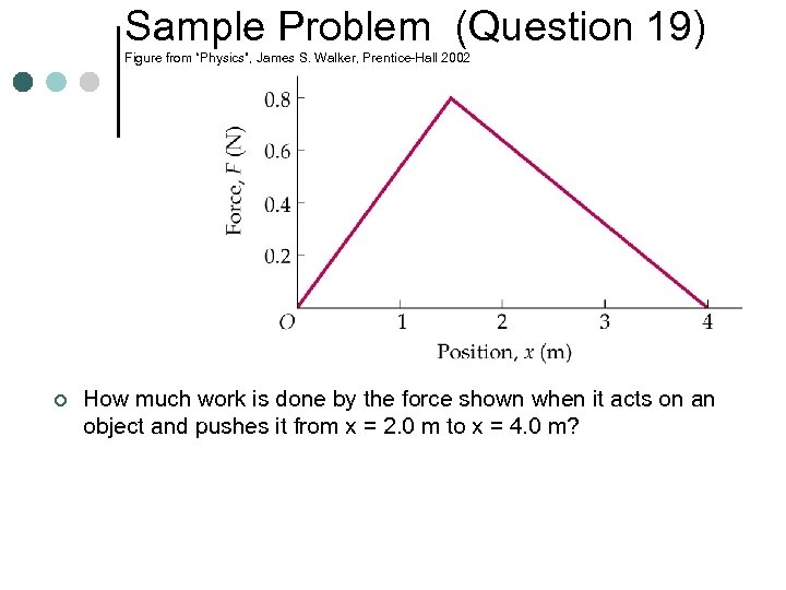 Sample Problem (Question 19) Figure from “Physics”, James S. Walker, Prentice-Hall 2002 ¢ How