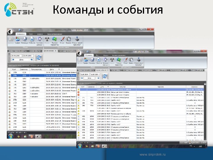 Команды и события www. sinprotek. ru 