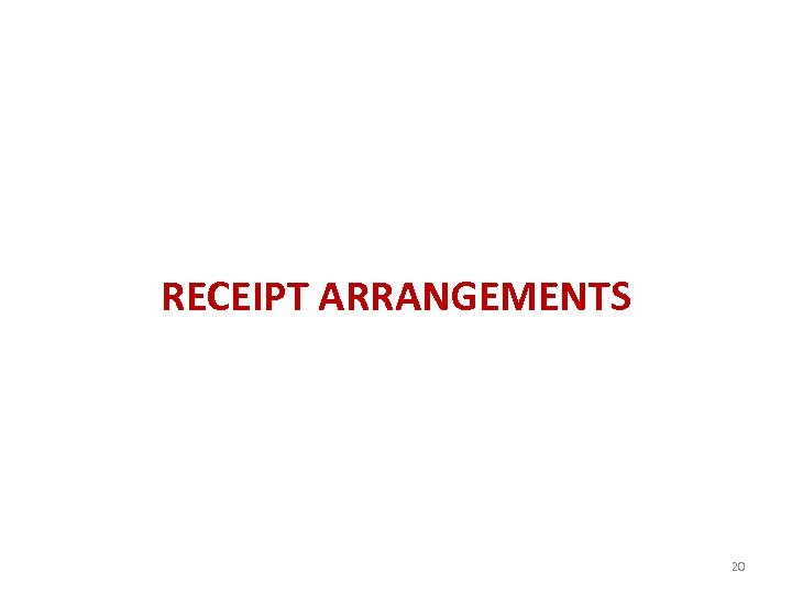 RECEIPT ARRANGEMENTS 20 