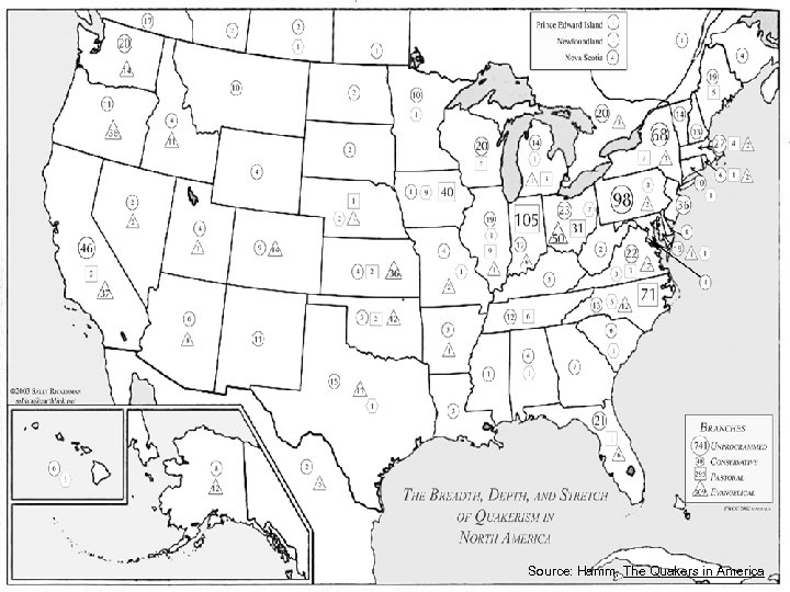 Source: Hamm, The Quakers in America 