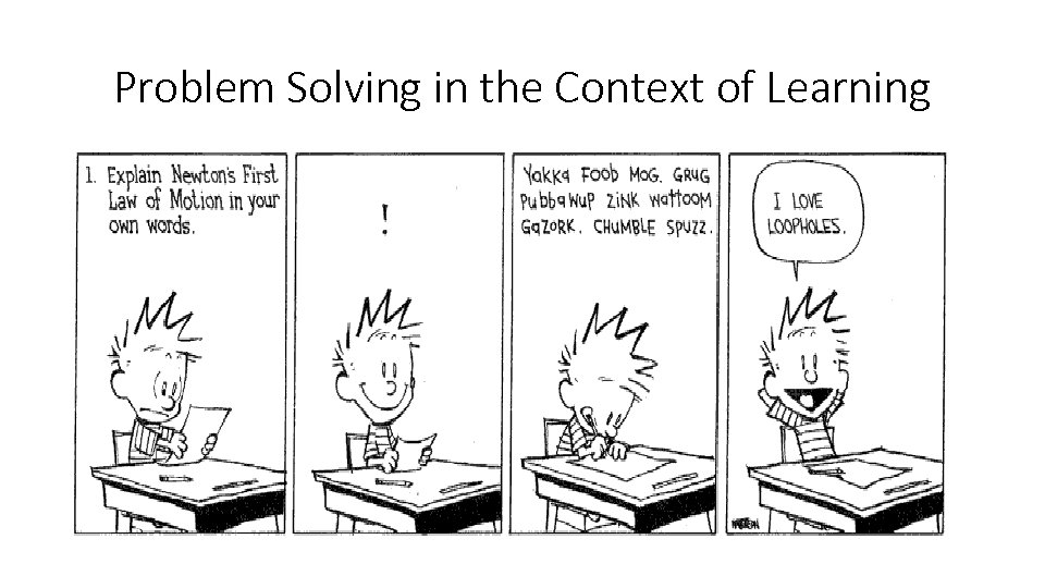 Problem Solving in the Context of Learning 