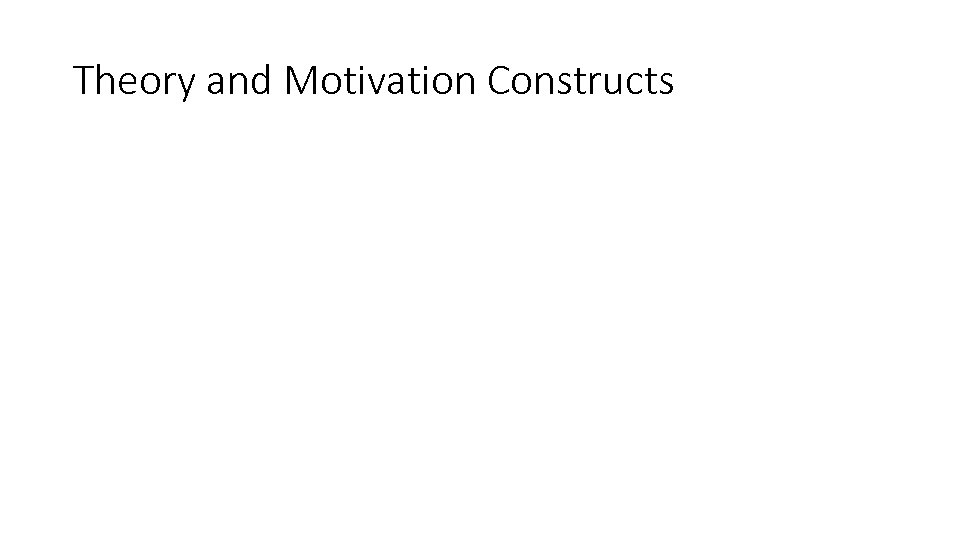 Theory and Motivation Constructs 