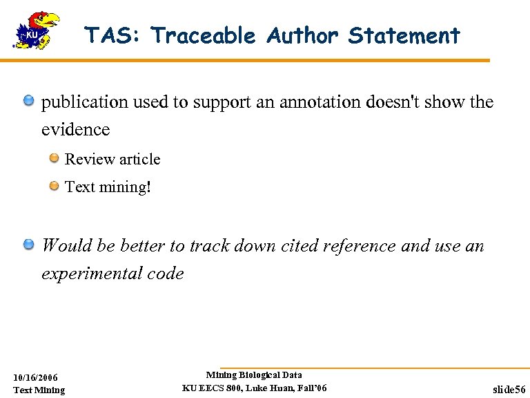 TAS: Traceable Author Statement publication used to support an annotation doesn't show the evidence