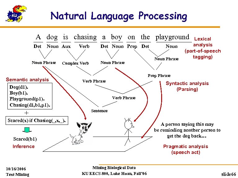 Natural Language Processing A dog is chasing a boy on the playground Det Noun