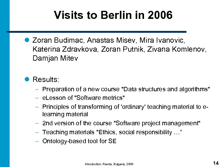 Visits to Berlin in 2006 l Zoran Budimac, Anastas Misev, Mira Ivanovic, Katerina Zdravkova,