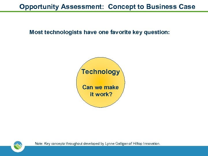 Opportunity Assessment: Concept to Business Case Most technologists have one favorite key question: Technology