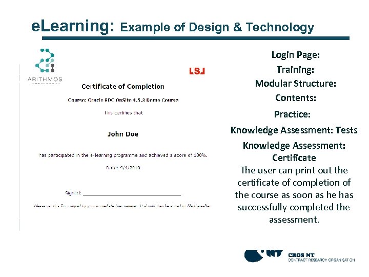 e. Learning: Example of Design & Technology Login Page: The access is only for