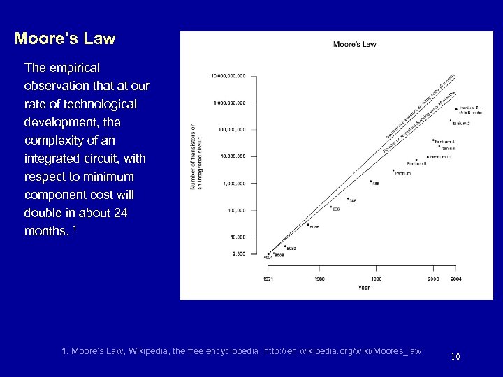 Moore’s Law The empirical observation that at our rate of technological development, the complexity