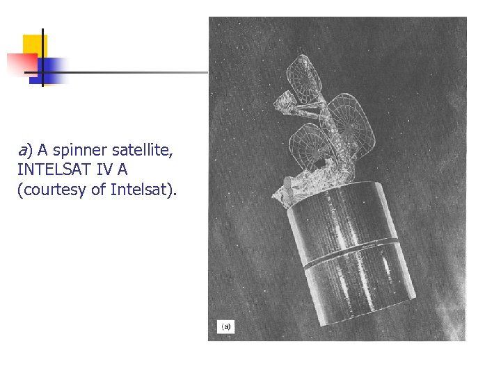 a) A spinner satellite, INTELSAT IV A (courtesy of Intelsat). 