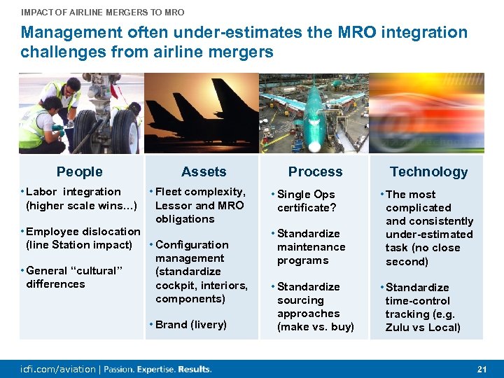 IMPACT OF AIRLINE MERGERS TO MRO Management often under-estimates the MRO integration challenges from