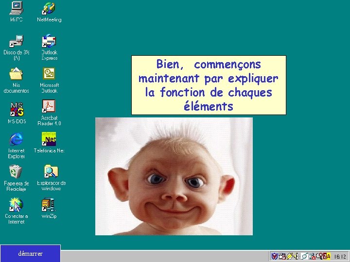 Bien, commençons maintenant par expliquer la fonction de chaques éléments démarrer 