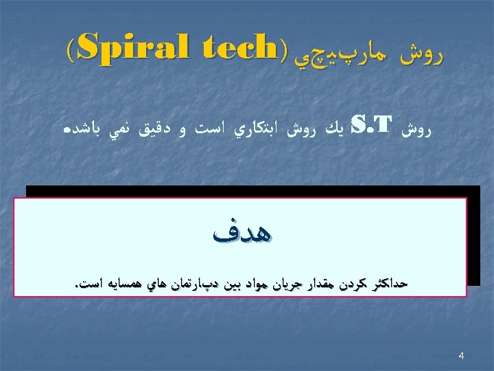  ﺭﻭﺵ ﻣﺎﺭپﻴچﻲ ) (Spiral tech ﺭﻭﺵ S. T ﻳﻚ ﺭﻭﺵ ﺍﺑﺘﻜﺎﺭﻱ ﺍﺳﺖ ﻭ