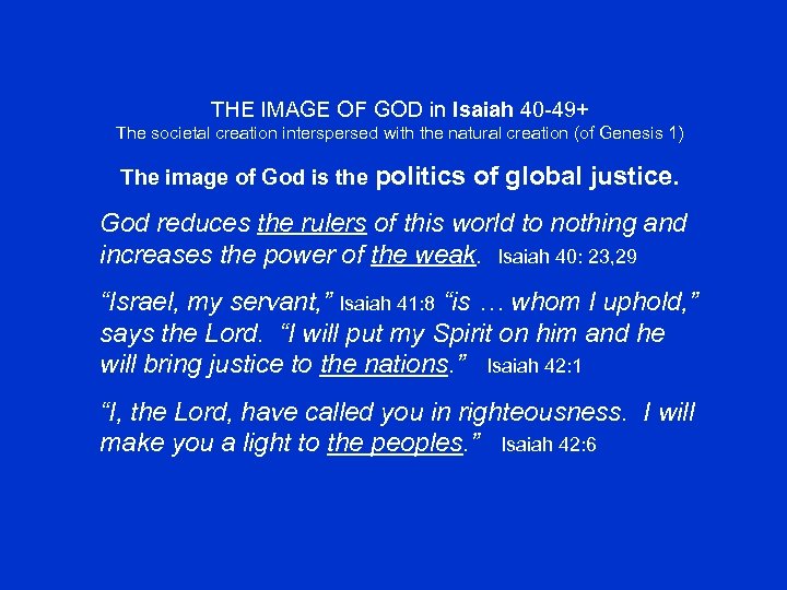 THE IMAGE OF GOD in Isaiah 40 -49+ The societal creation interspersed with the