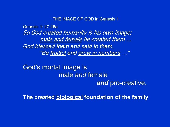 THE IMAGE OF GOD in Genesis 1: 27 -28 a So God created humanity
