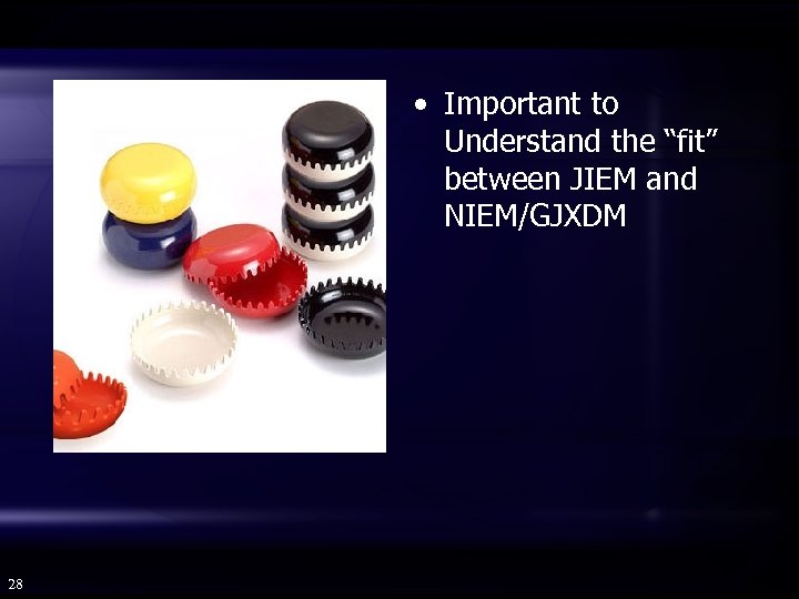  • Important to Understand the “fit” between JIEM and NIEM/GJXDM 28 