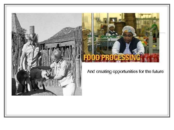 And creating opportunities for the future 