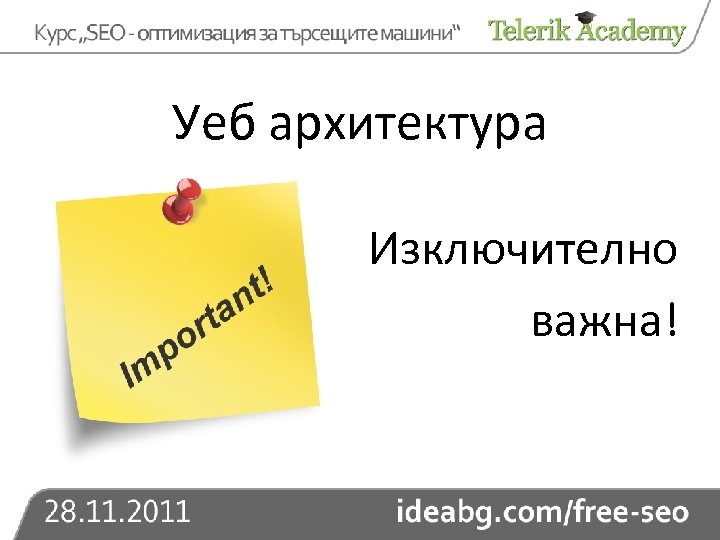 Уеб архитектура Изключително важна! 