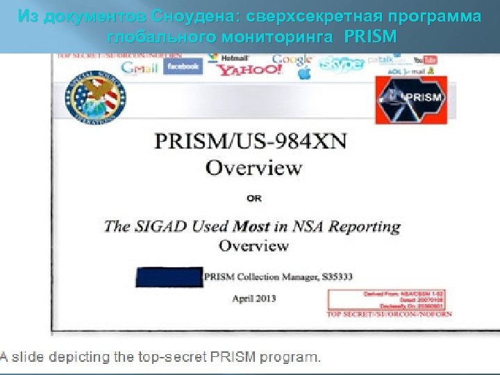 Из документов Сноудена: сверхсекретная программа глобального мониторинга PRISM 