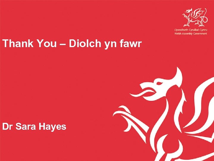 Thank You – Diolch yn fawr Dr Sara Hayes Eliesha working in Partnership with