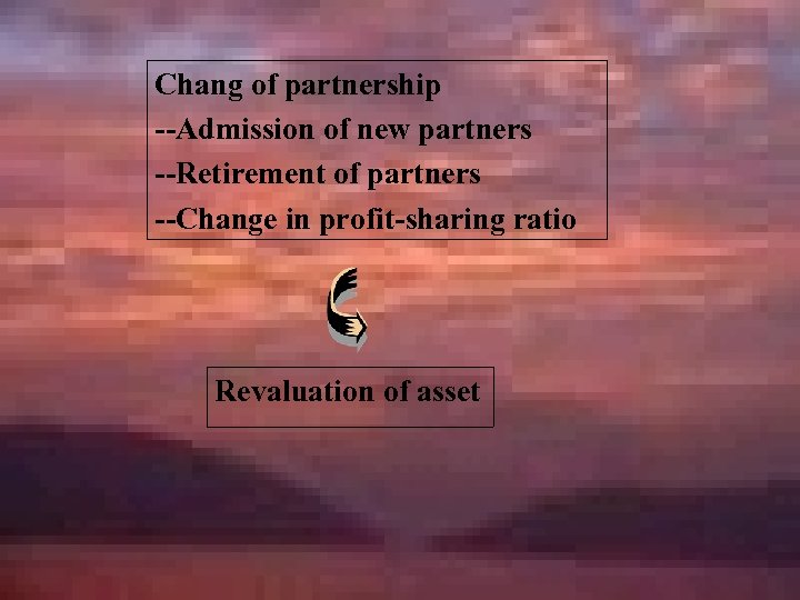 Chang of partnership --Admission of new partners --Retirement of partners --Change in profit-sharing ratio