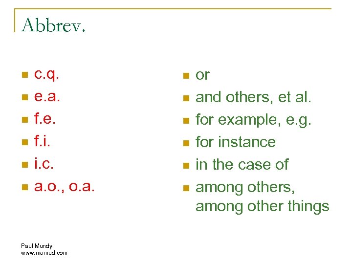 Abbrev. n n n c. q. e. a. f. e. f. i. i. c.