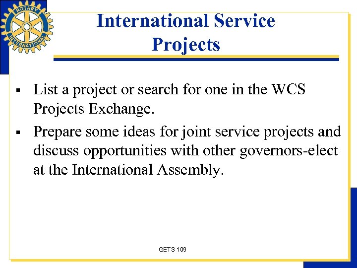 International Service Projects § § List a project or search for one in the