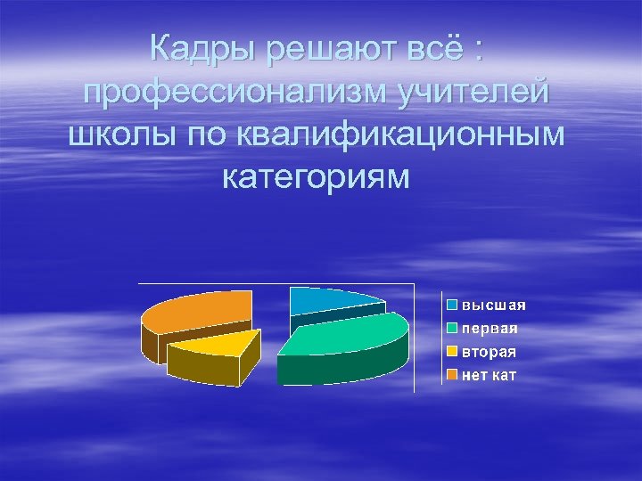 Кадры решают всё : профессионализм учителей школы по квалификационным категориям 