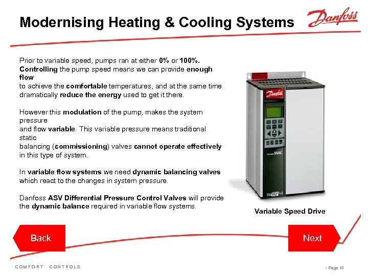 Modernising Heating & Cooling Systems Prior to variable speed, pumps ran at either 0%