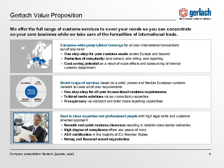 Gerlach Value Proposition We offer the full range of customs services to cover your