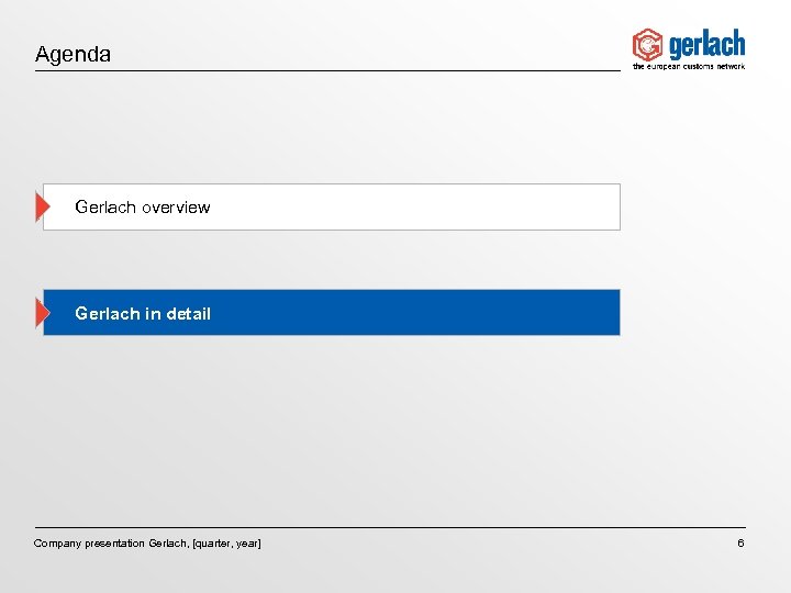 Agenda Gerlach overview Gerlach in detail Company presentation Gerlach, [quarter, year] 6 
