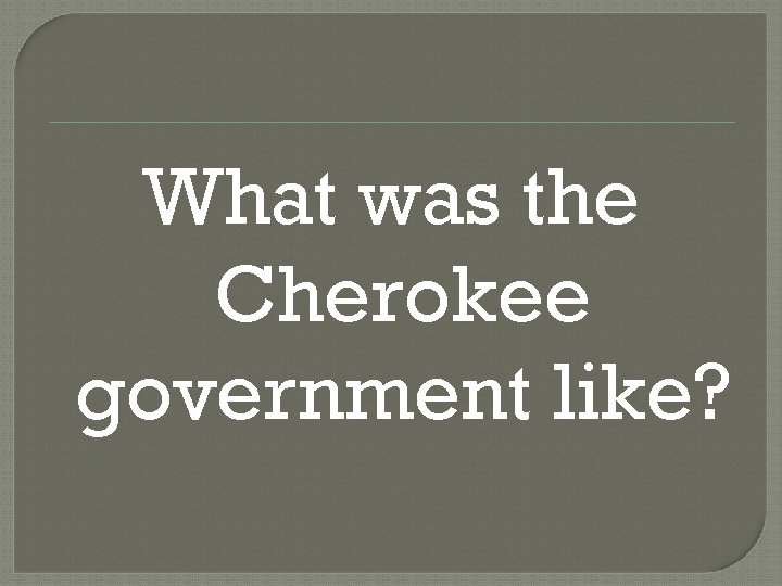 What was the Cherokee government like? 