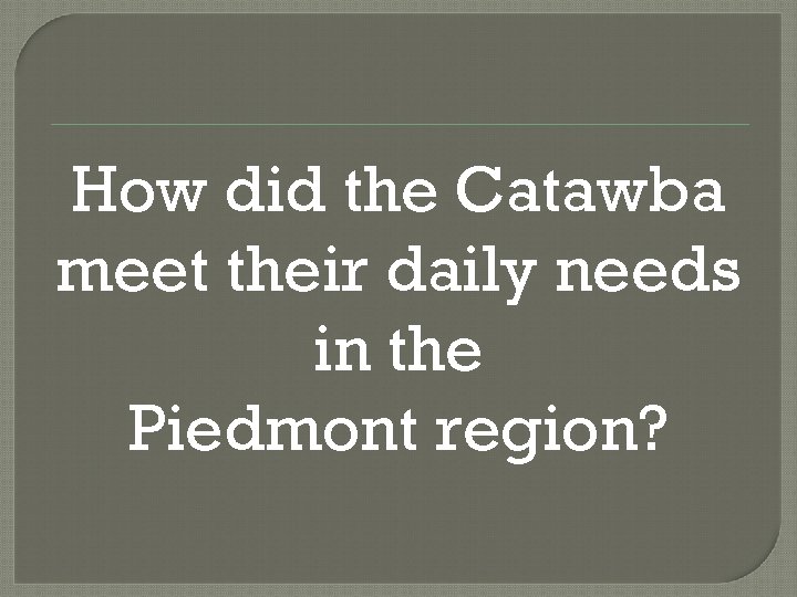 How did the Catawba meet their daily needs in the Piedmont region? 