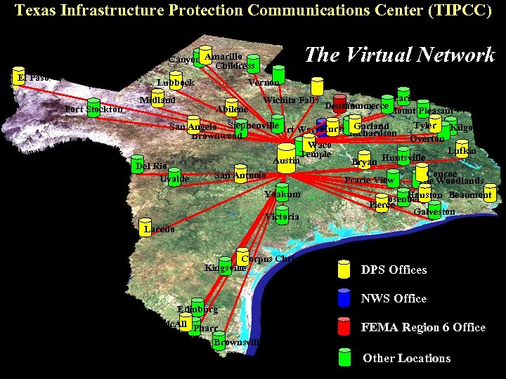 Texas Infrastructure Protection Communications Center (TIPCC) The Virtual Network Canyon Amarillo Childress El Paso