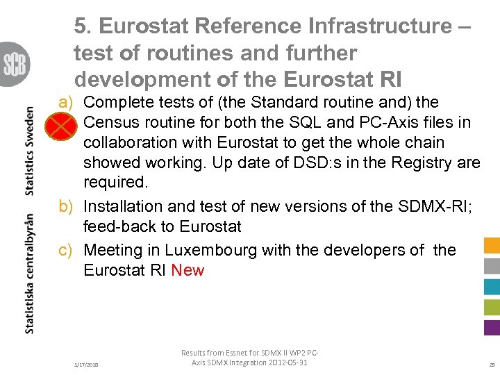 5. Eurostat Reference Infrastructure – test of routines and further development of the Eurostat