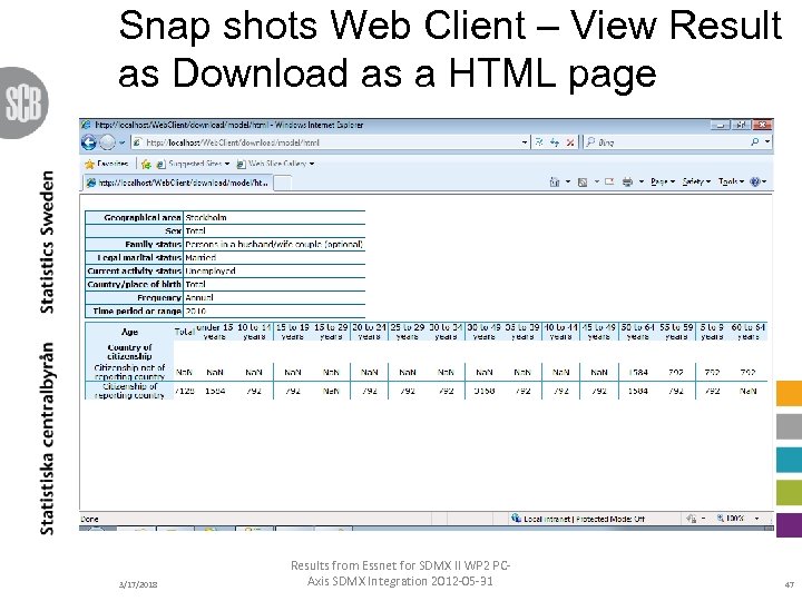Snap shots Web Client – View Result as Download as a HTML page 3/17/2018