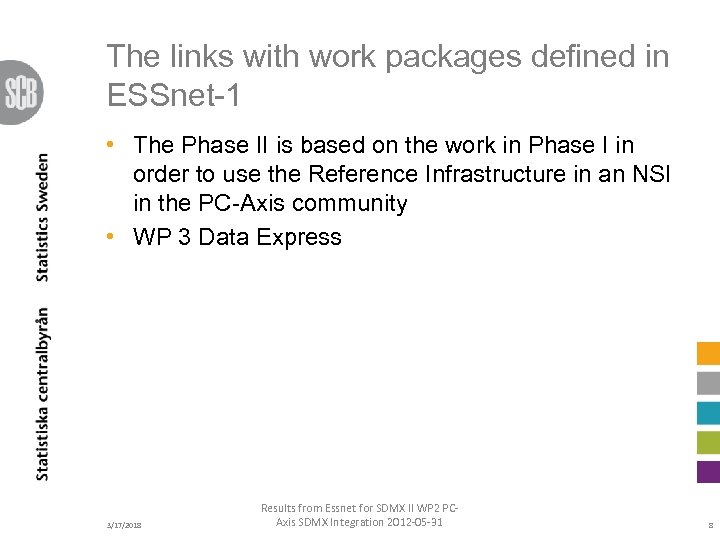 The links with work packages defined in ESSnet-1 • The Phase II is based