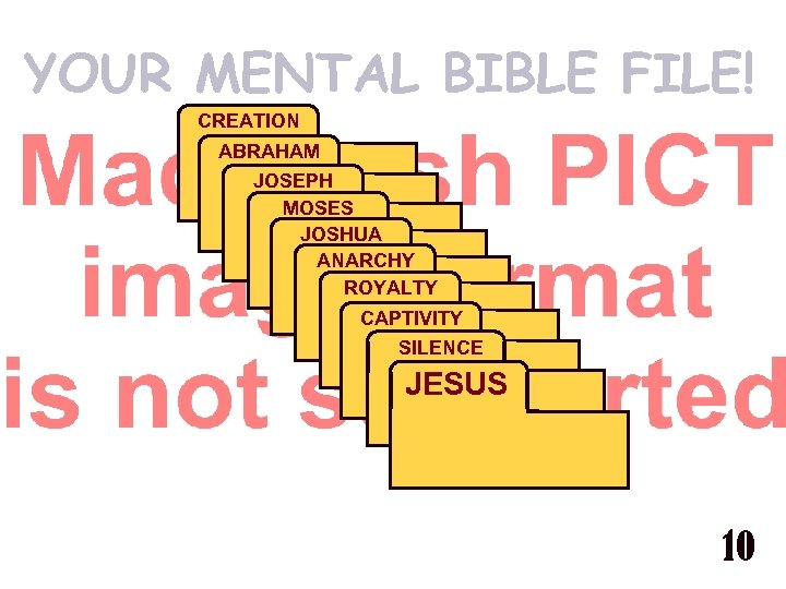 YOUR MENTAL BIBLE FILE! CREATION ABRAHAM JOSEPH MOSES JOSHUA ANARCHY ROYALTY CAPTIVITY SILENCE JESUS