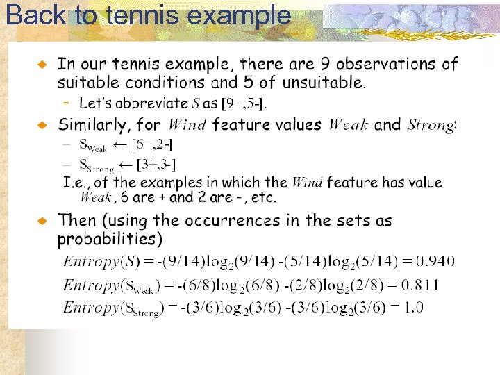 Back to tennis example 