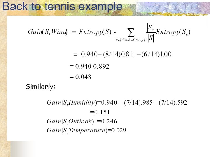 Back to tennis example 