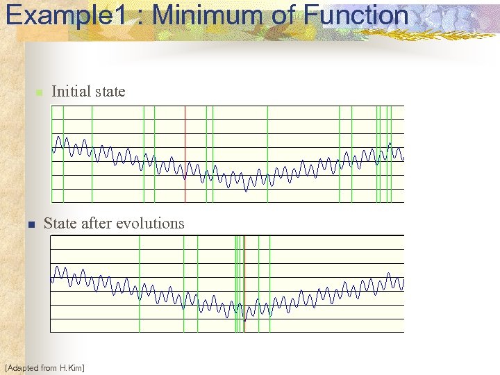 Example 1 : Minimum of Function n n Initial state State after evolutions [Adapted