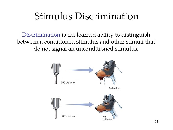 Stimulus Discrimination is the learned ability to distinguish between a conditioned stimulus and other