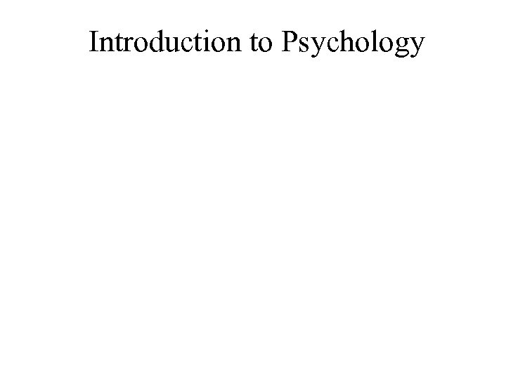 Introduction to Psychology 