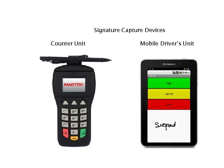 Signature Capture Devices Counter Unit Mobile Driver’s Unit 