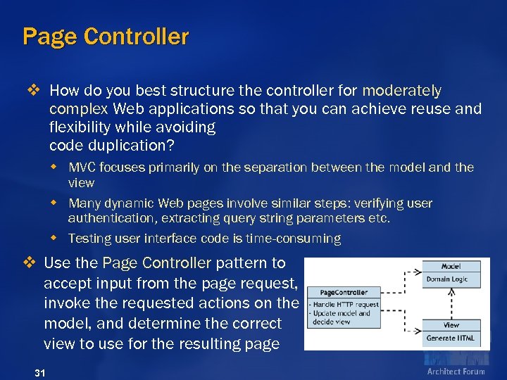 Page Controller v How do you best structure the controller for moderately complex Web