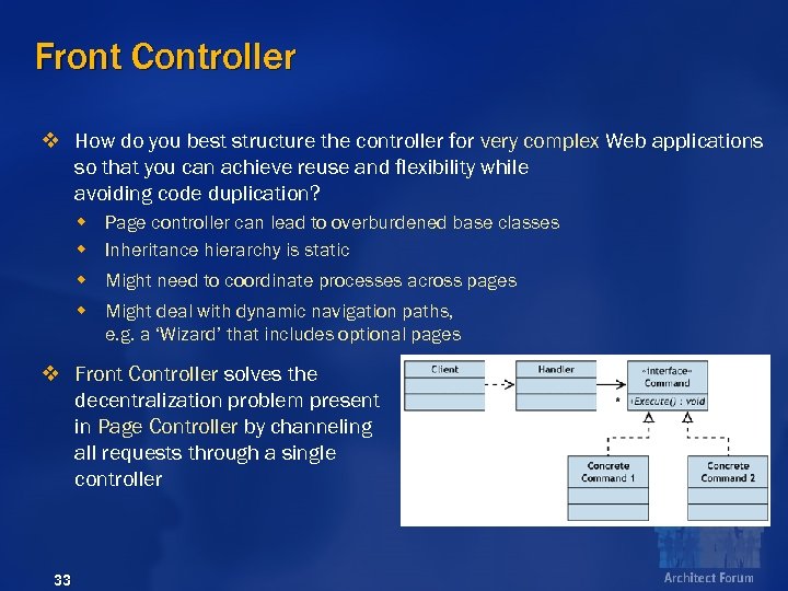 Front Controller v How do you best structure the controller for very complex Web