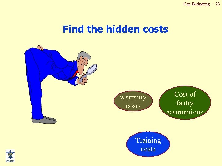 Cap Budgeting - 23 Find the hidden costs warranty costs Training costs Cost of