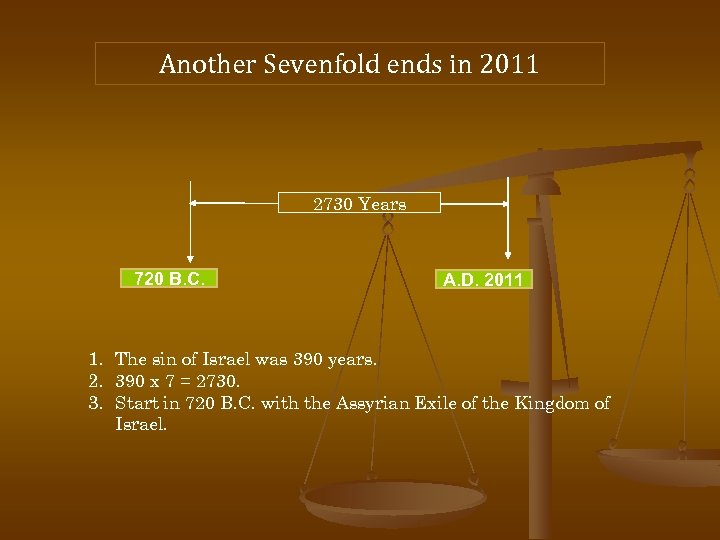 Another Sevenfold ends in 2011 2730 Years 720 B. C. A. D. 2011 1.