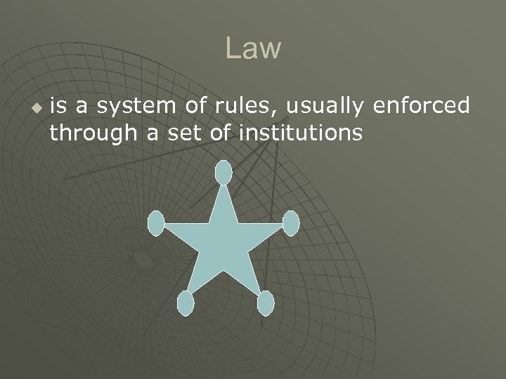 Law u is a system of rules, usually enforced through a set of institutions