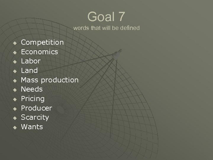 Goal 7 words that will be defined u u u u u Competition Economics